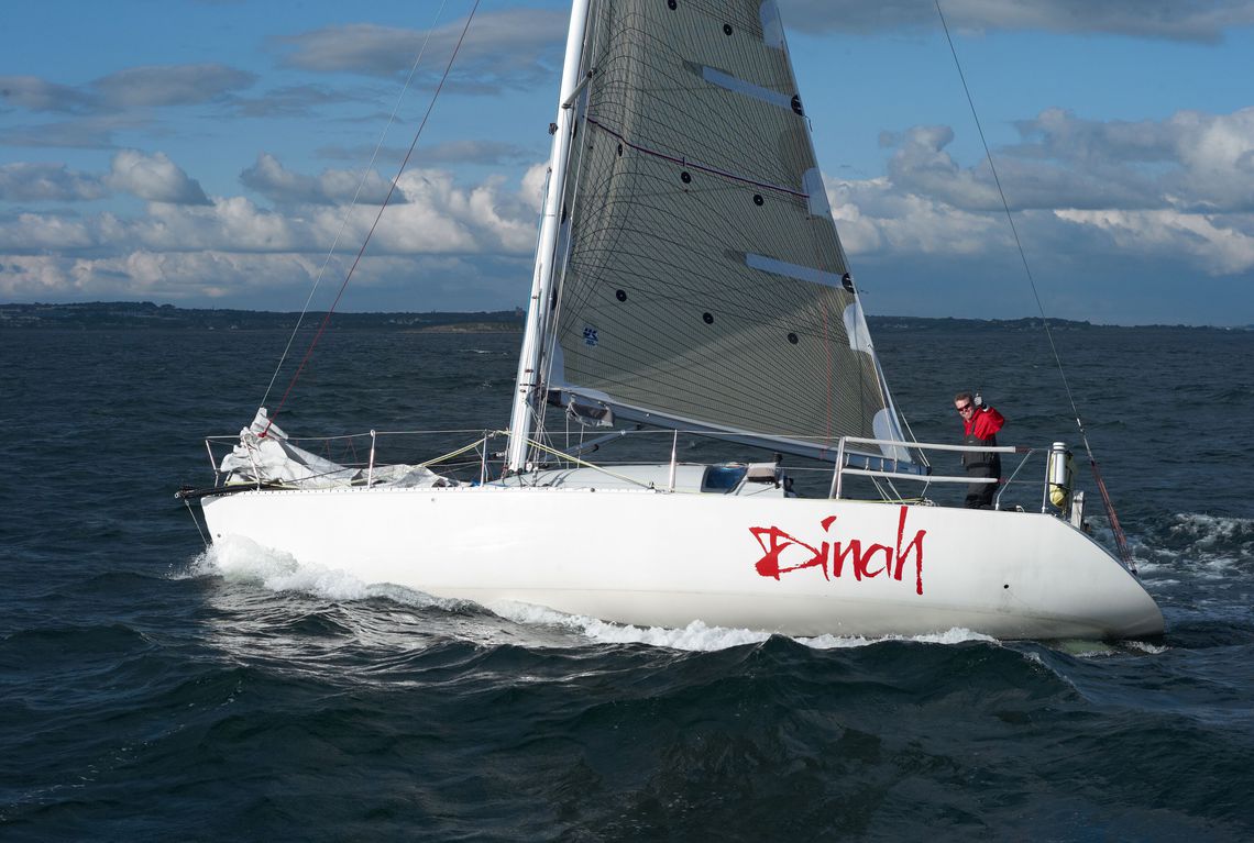 Barry Hurley on Dinah at the start of the 2012 Round Rockall Race